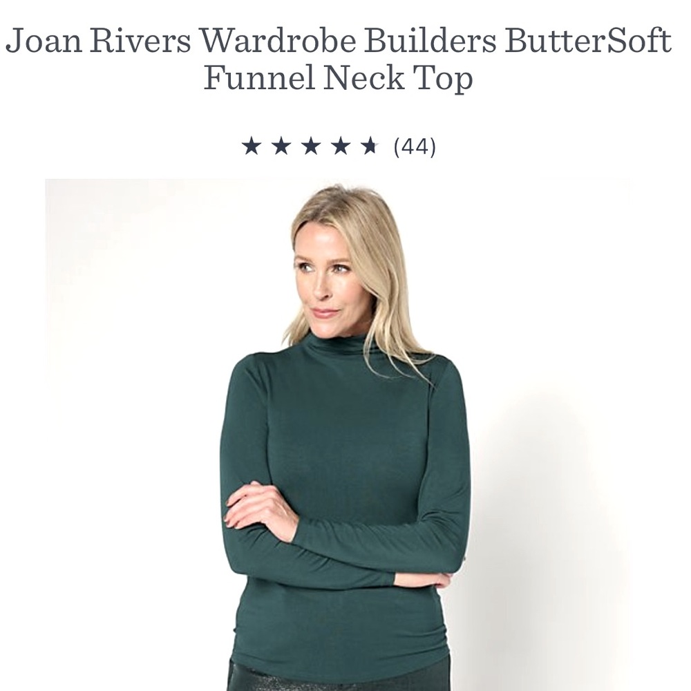Joan Rivers Green Funnel Neck ButterSoft long sleeve top